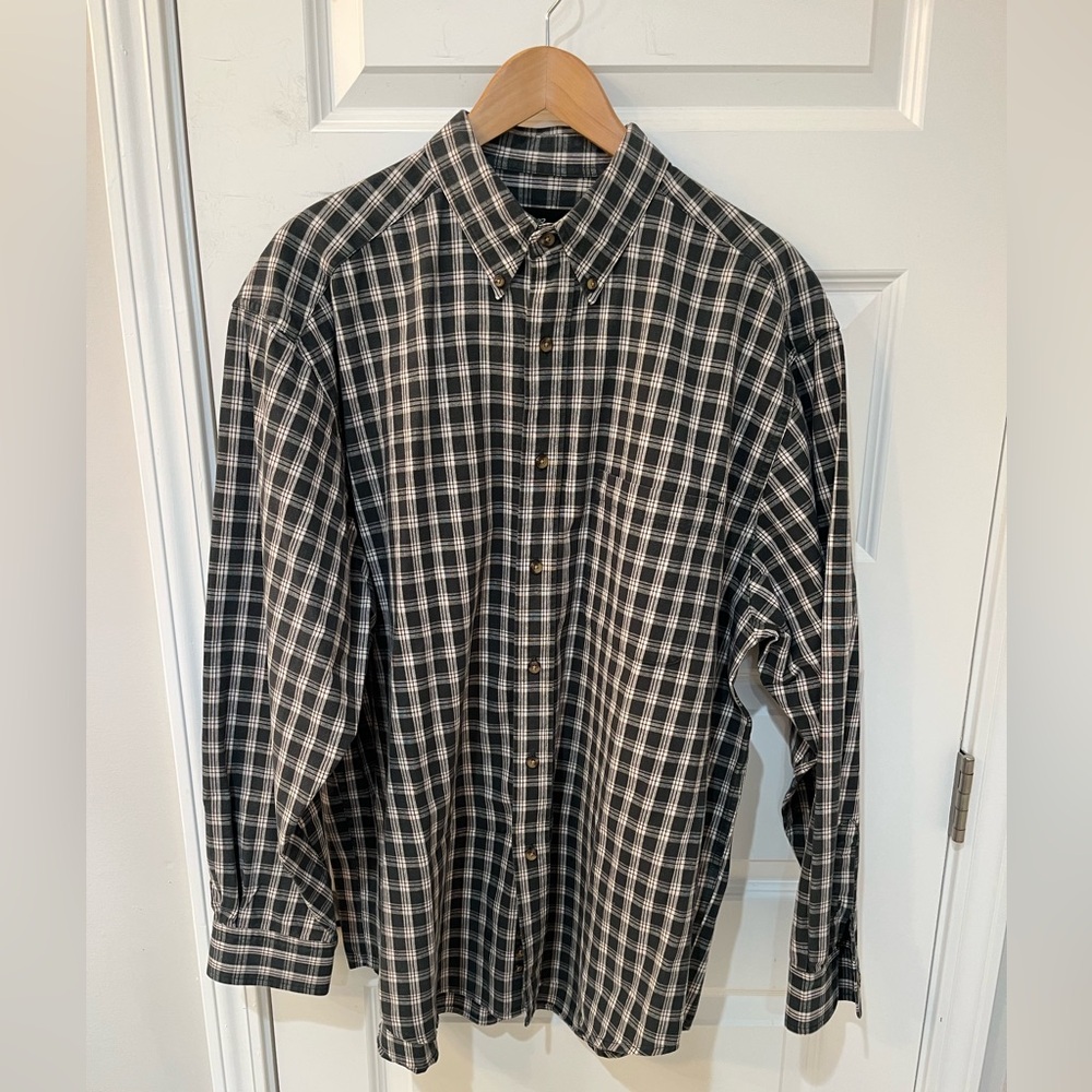 Eddie Bauer Men’s Long Sleeve Button Down Green Plaid Flannel Shirt Casual Sz. L